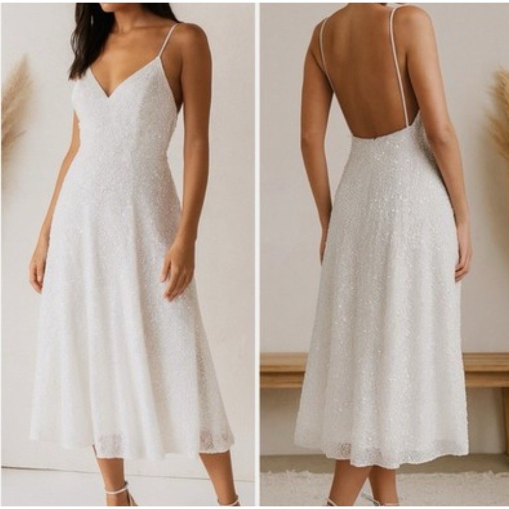 NWT ASOS EDITION Eva Embellished Cami Midi Wedding Dress in Ivory Size 2 Bridal